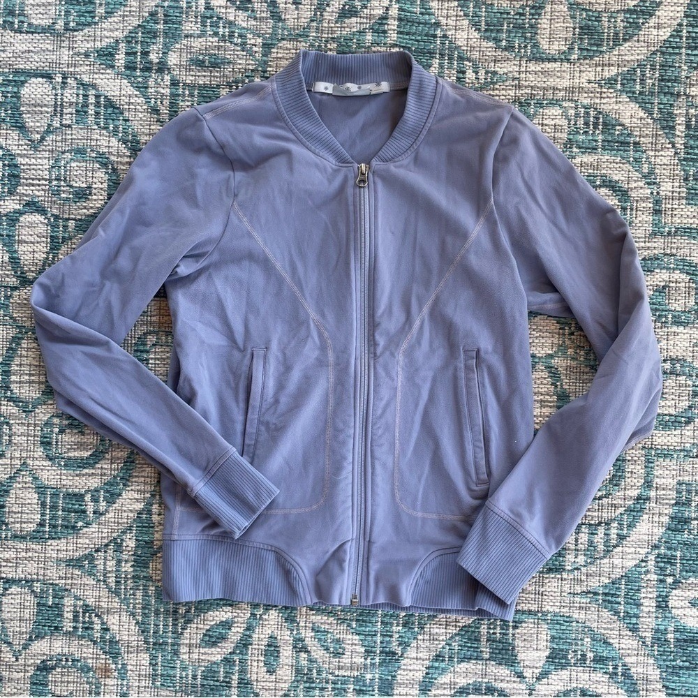 Athleta Women's Blue Lightweight Bomber Jacket Full Zip Athletic Casual Size S - Picture 3 of 7